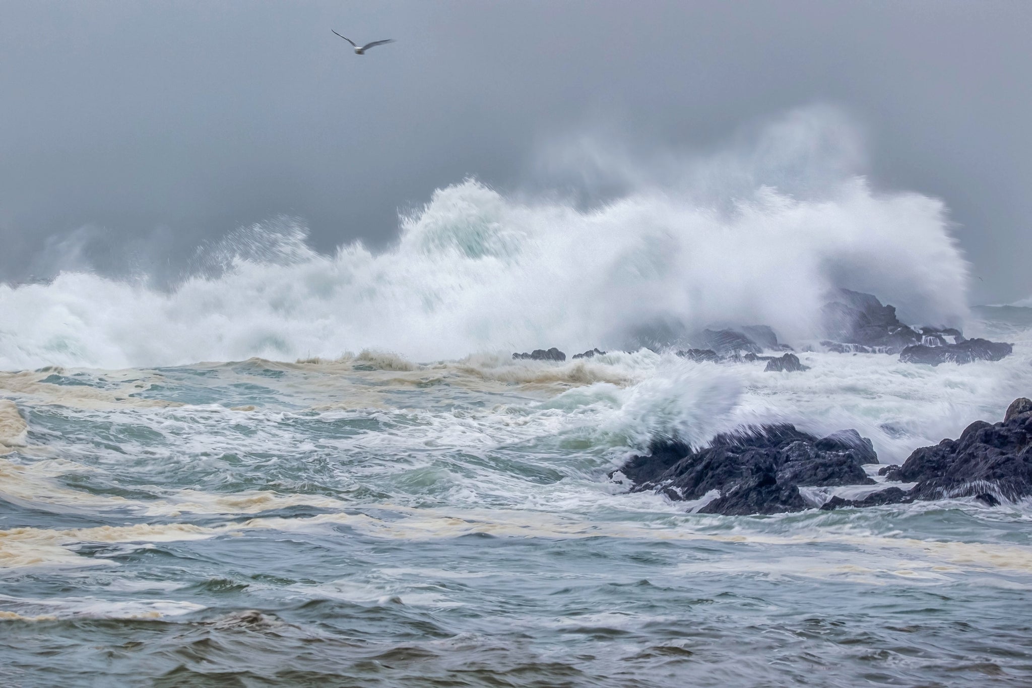 Pacific Ocean during a raging winter storm